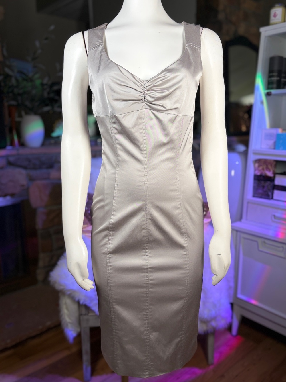 Flavio Castellani Silver Cotton/Viscose Sleeveless Bodycon Dress, Sz 4/40